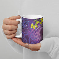 New Zealand Tui Bird Matariki Ceramic Mug Kowhai Flower Silver Fern Galaxy Maori Pattern LT22 - Polynesian Pride