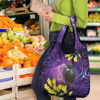 New Zealand Tui Bird Matariki Grocery Bag Kowhai Flower Silver Fern Galaxy Maori Pattern LT22 - Polynesian Pride