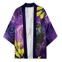 New Zealand Tui Bird Matariki Kimono Kowhai Flower Silver Fern Galaxy Maori Pattern LT22 Unisex Purple - Polynesian Pride
