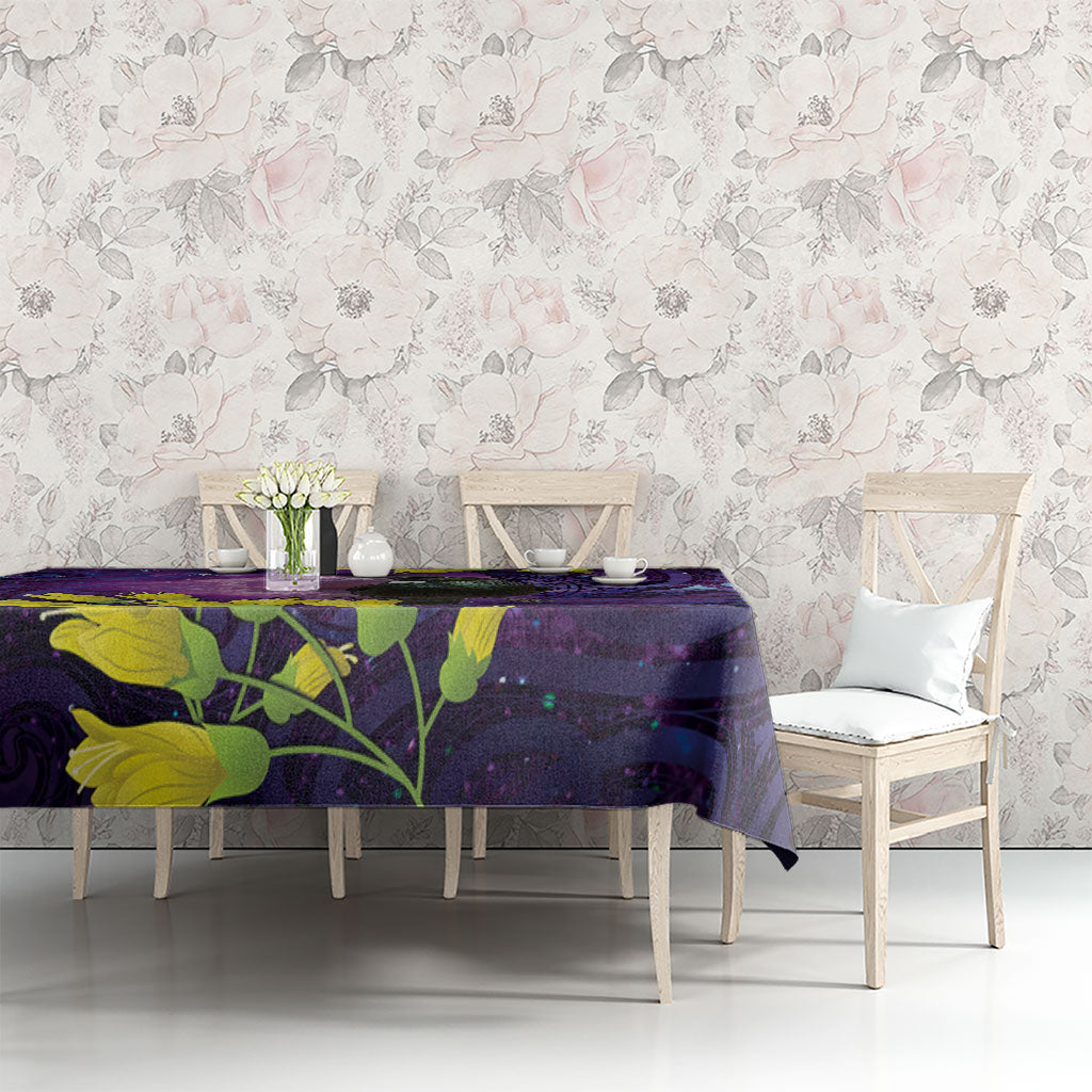 New Zealand Tui Bird Matariki Tablecloth Kowhai Flower Silver Fern Galaxy Maori Pattern LT22 - Polynesian Pride