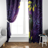 New Zealand Tui Bird Matariki Window Curtain Kowhai Flower Silver Fern Galaxy Maori Pattern LT22 - Polynesian Pride