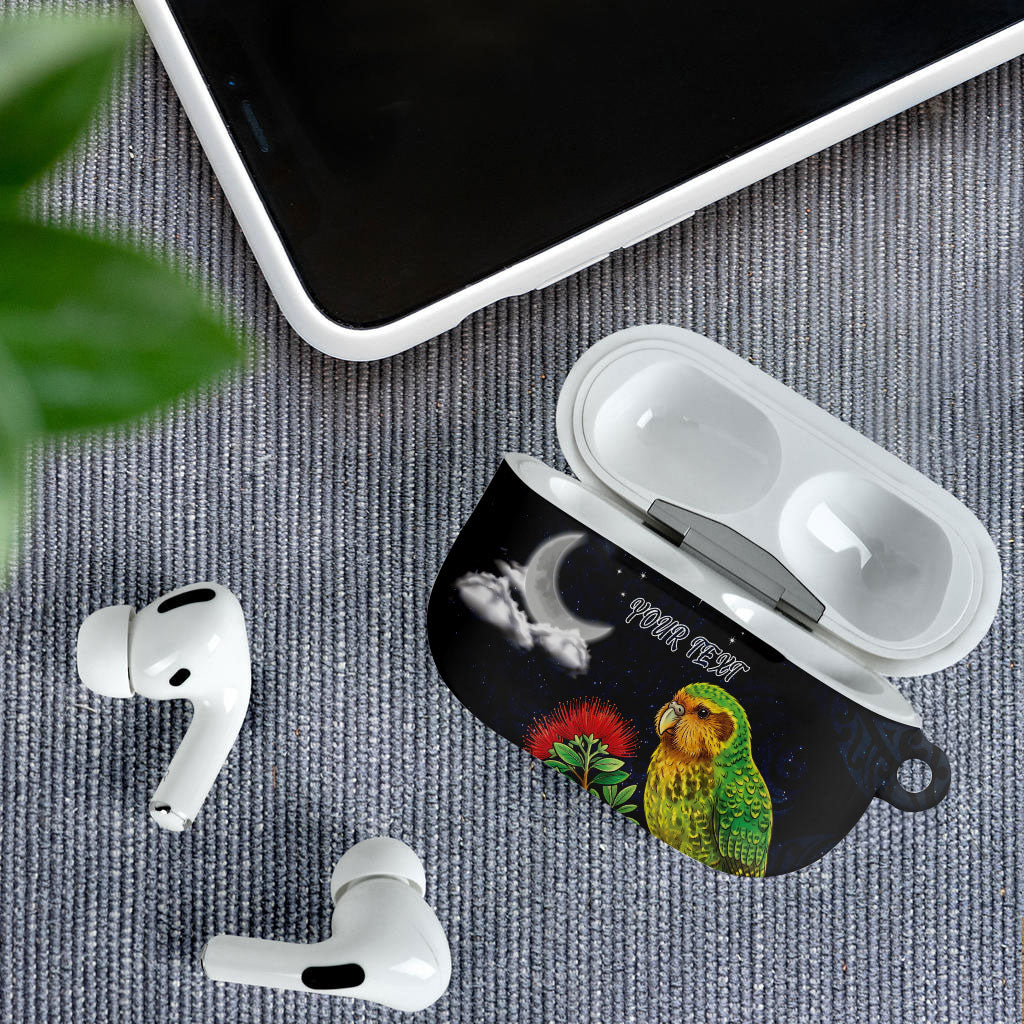 New Zealand Kakapo Matariki Personalised AirPods Case Pohutukawa Flower Galaxy Maori Pattern LT22 - Polynesian Pride