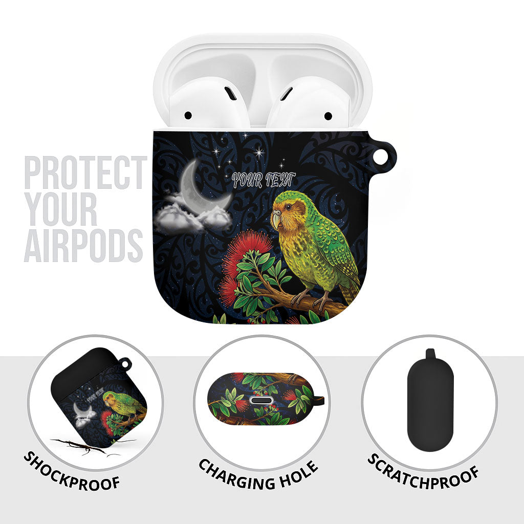 New Zealand Kakapo Matariki Personalised AirPods Case Pohutukawa Flower Galaxy Maori Pattern LT22 - Polynesian Pride