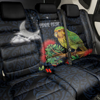 New Zealand Kakapo Matariki Personalised Back Car Seat Cover Pohutukawa Flower Galaxy Maori Pattern LT22 - Polynesian Pride