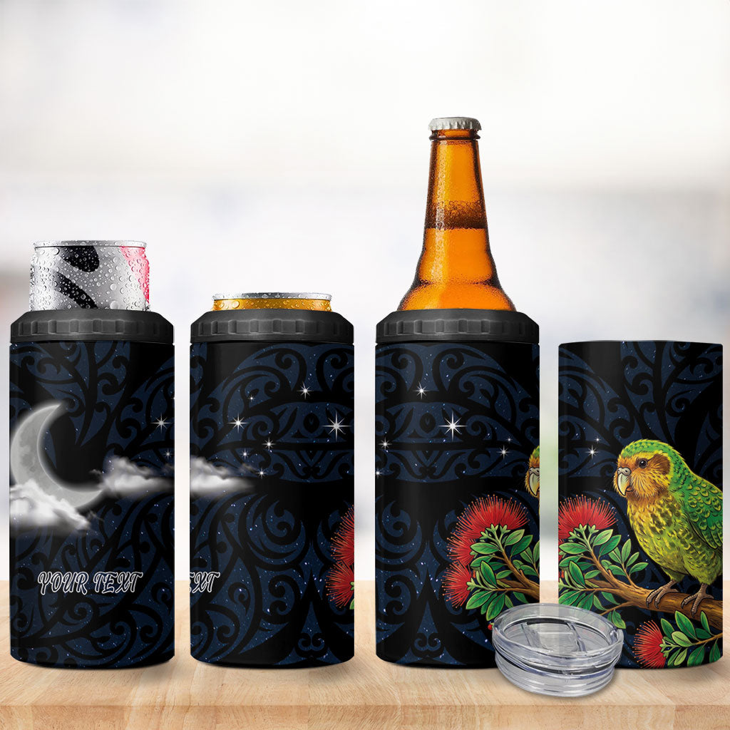 New Zealand Kakapo Matariki Personalised 4 in 1 Can Cooler Tumbler Pohutukawa Flower Galaxy Maori Pattern LT22 - Polynesian Pride