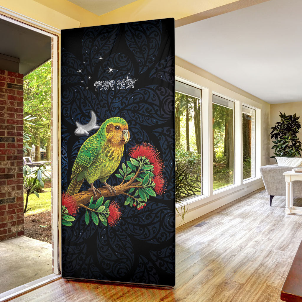 New Zealand Kakapo Matariki Personalised Door Cover Pohutukawa Flower Galaxy Maori Pattern LT22 - Polynesian Pride