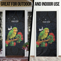 New Zealand Kakapo Matariki Personalised Door Cover Pohutukawa Flower Galaxy Maori Pattern LT22 - Polynesian Pride