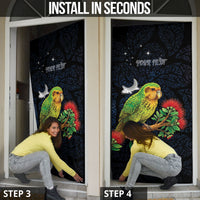 New Zealand Kakapo Matariki Personalised Door Cover Pohutukawa Flower Galaxy Maori Pattern LT22 - Polynesian Pride