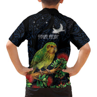 New Zealand Kakapo Matariki Personalised Family Matching Mermaid Dress and Hawaiian Shirt Pohutukawa Flower Galaxy Maori Pattern LT22 - Polynesian Pride
