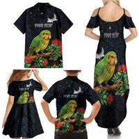 New Zealand Kakapo Matariki Personalised Family Matching Summer Maxi Dress and Hawaiian Shirt Pohutukawa Flower Galaxy Maori Pattern LT22 - Polynesian Pride