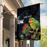 New Zealand Kakapo Matariki Personalised Garden Flag Pohutukawa Flower Galaxy Maori Pattern LT22 House Flag Black - Polynesian Pride