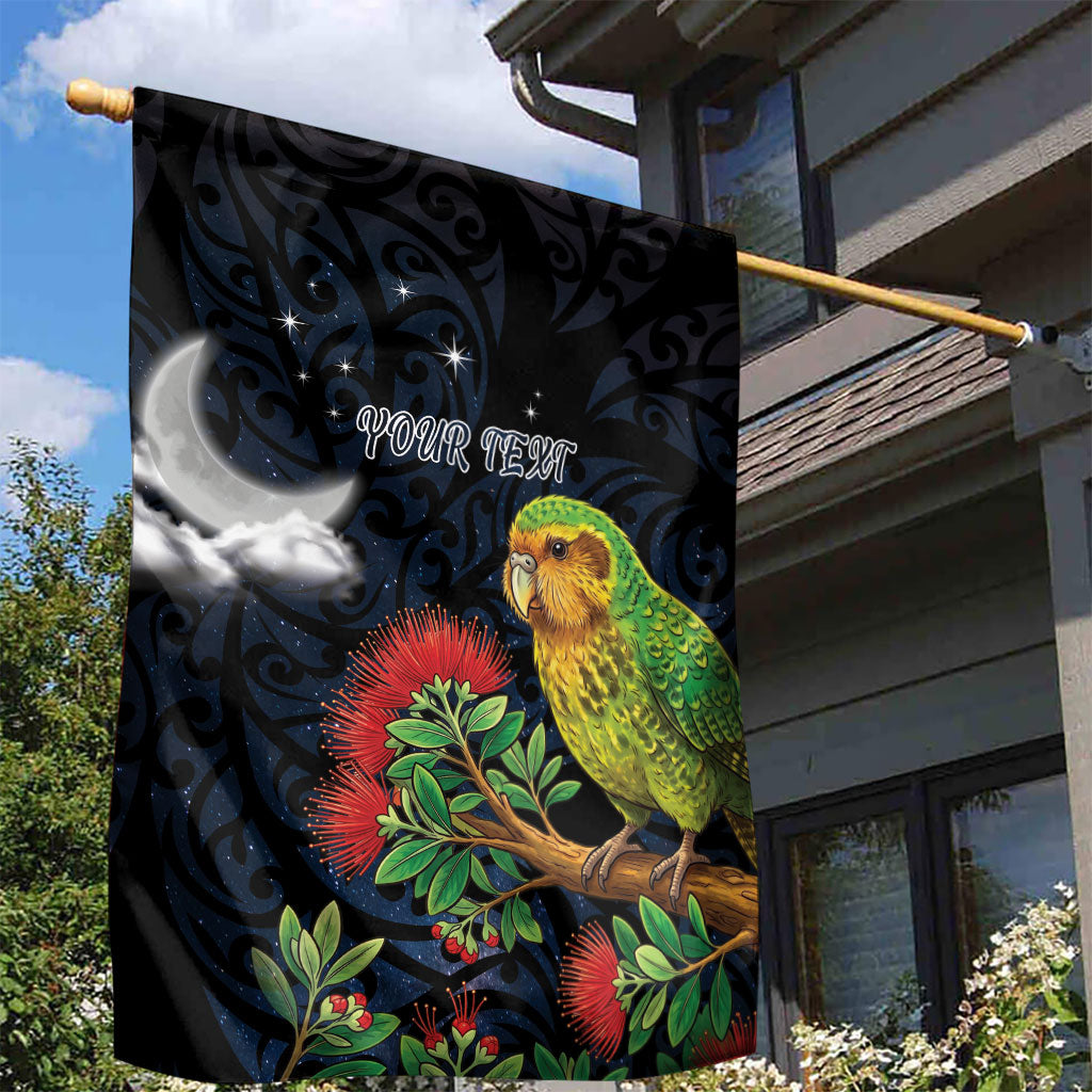 New Zealand Kakapo Matariki Personalised Garden Flag Pohutukawa Flower Galaxy Maori Pattern LT22 - Polynesian Pride