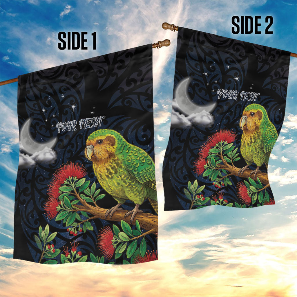New Zealand Kakapo Matariki Personalised Garden Flag Pohutukawa Flower Galaxy Maori Pattern LT22 - Polynesian Pride