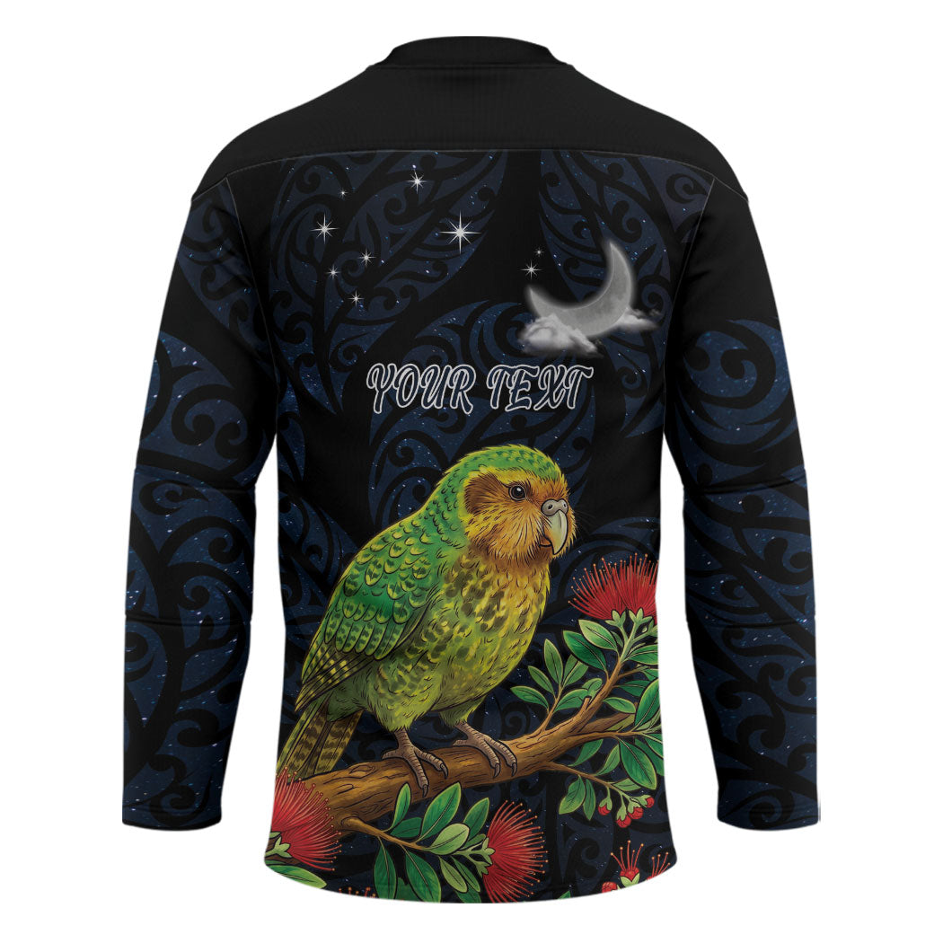 New Zealand Kakapo Matariki Personalised Hockey Jersey Pohutukawa Flower Galaxy Maori Pattern LT22 - Polynesian Pride