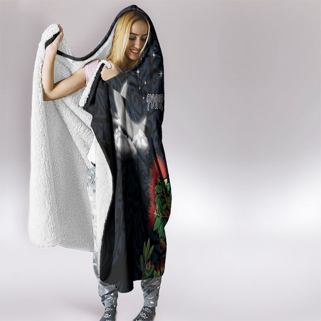 New Zealand Kakapo Matariki Personalised Hooded Blanket Pohutukawa Flower Galaxy Maori Pattern LT22 - Polynesian Pride