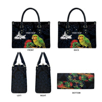 New Zealand Kakapo Matariki Personalised Leather Bag Pohutukawa Flower Galaxy Maori Pattern