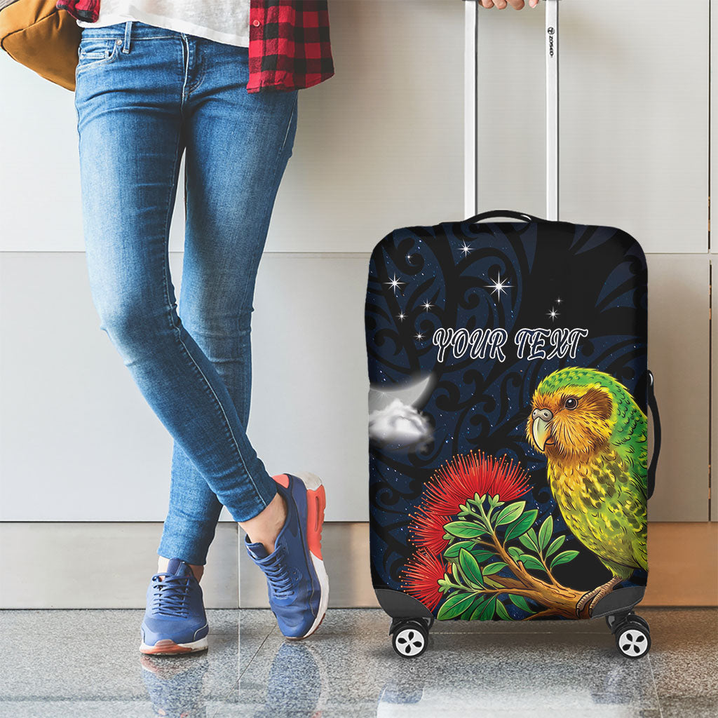 New Zealand Kakapo Matariki Personalised Luggage Cover Pohutukawa Flower Galaxy Maori Pattern LT22 - Polynesian Pride