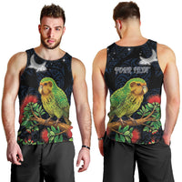 New Zealand Kakapo Matariki Personalised Men Tank Top Pohutukawa Flower Galaxy Maori Pattern LT22 - Polynesian Pride