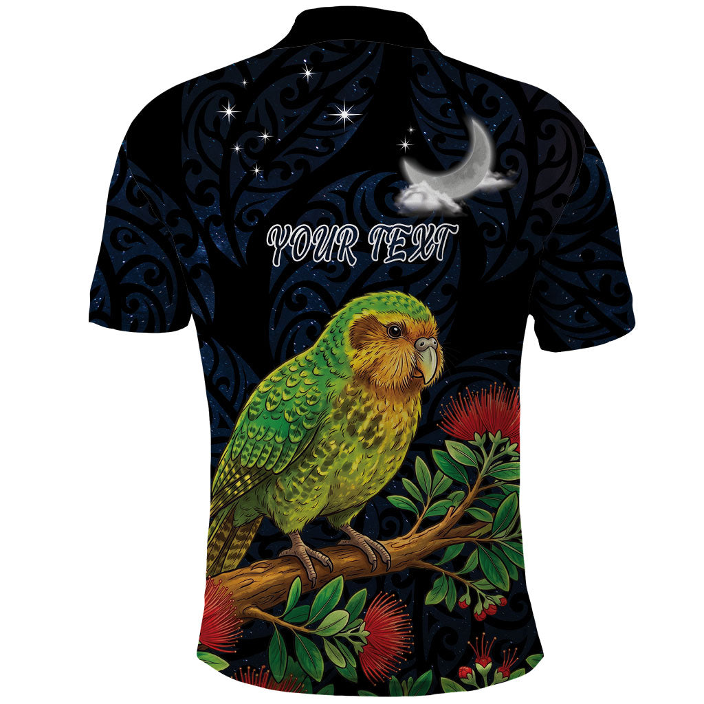 New Zealand Kakapo Matariki Personalised Polo Shirt Pohutukawa Flower Galaxy Maori Pattern LT22 - Polynesian Pride