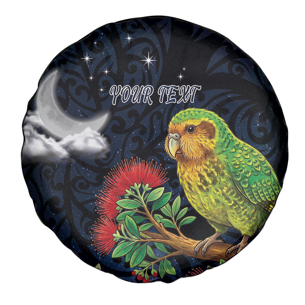 New Zealand Kakapo Matariki Personalised Spare Tire Cover Pohutukawa Flower Galaxy Maori Pattern LT22 - Polynesian Pride