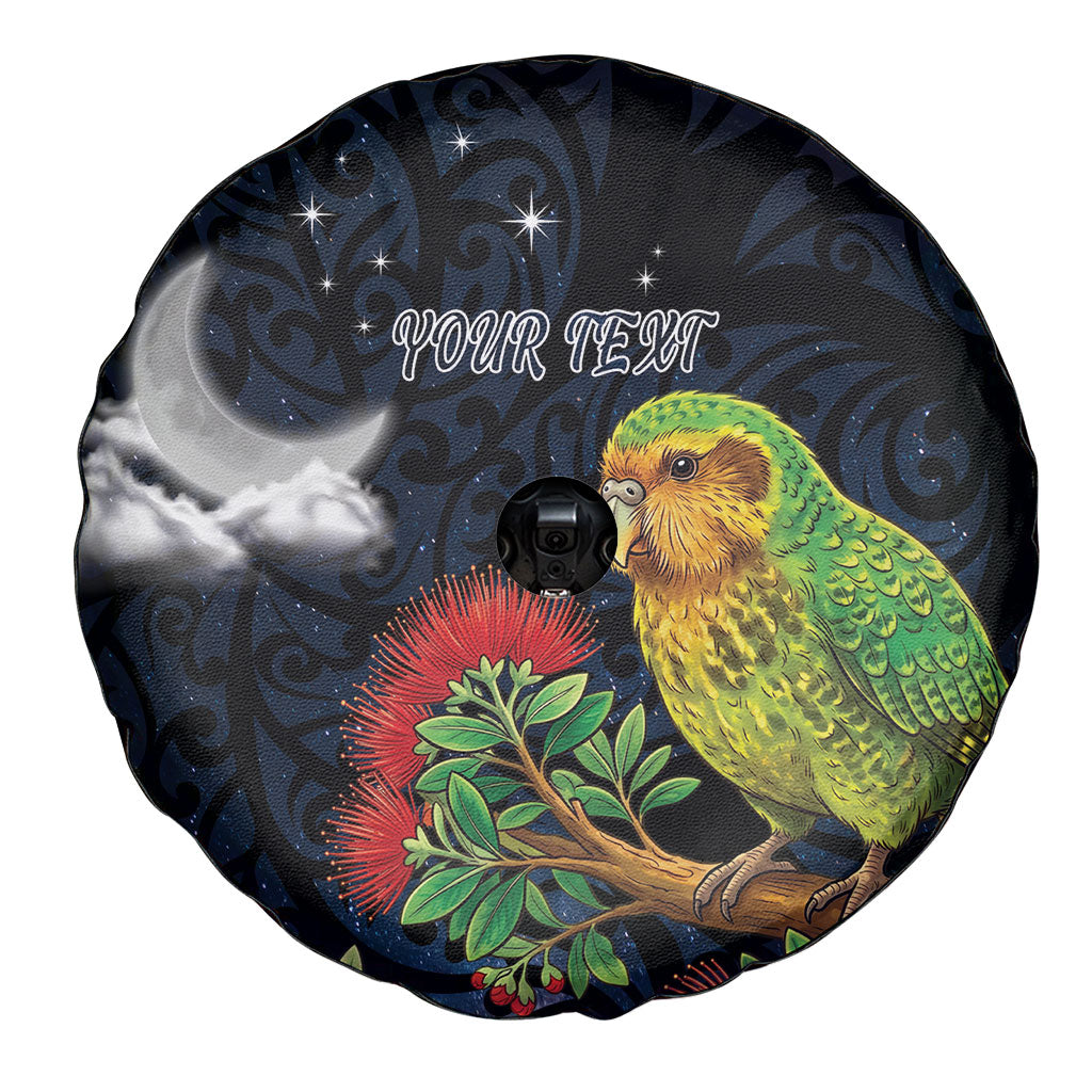 New Zealand Kakapo Matariki Personalised Spare Tire Cover Pohutukawa Flower Galaxy Maori Pattern LT22 - Polynesian Pride