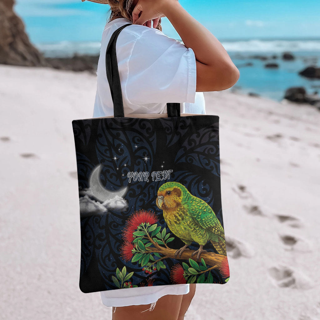 New Zealand Kakapo Matariki Personalised Tote Bag Pohutukawa Flower Galaxy Maori Pattern LT22 - Polynesian Pride