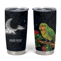 New Zealand Kakapo Matariki Personalised Tumbler Cup Pohutukawa Flower Galaxy Maori Pattern LT22 Black - Polynesian Pride