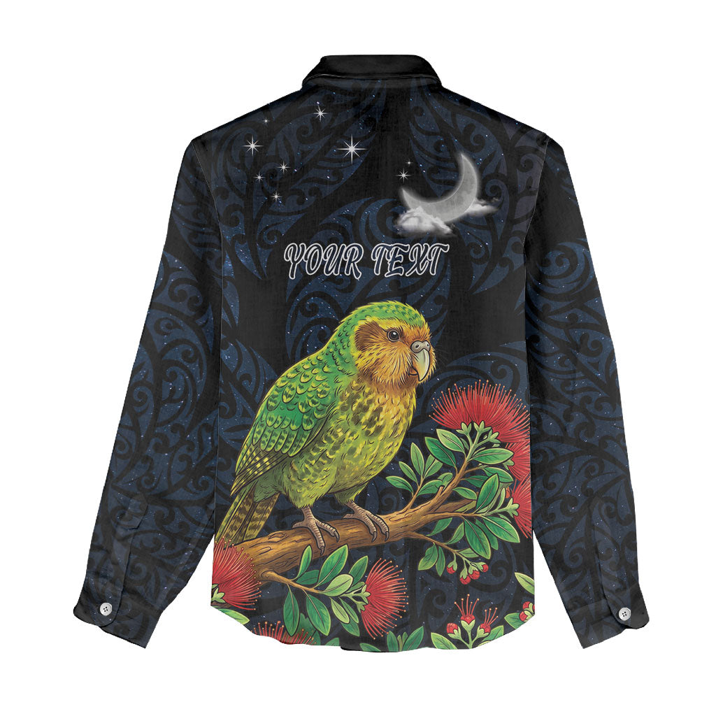 New Zealand Kakapo Matariki Personalised Women Casual Shirt Pohutukawa Flower Galaxy Maori Pattern LT22 - Polynesian Pride