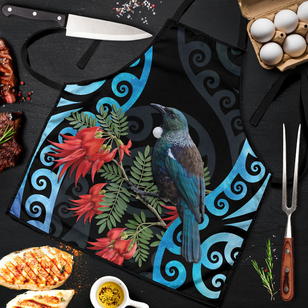 Tui Bird Kakabeak New Zealand Apron Clianthus Galaxy Maori Koru Pattern