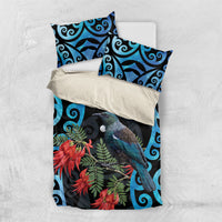 Tui Bird Kakabeak New Zealand Bedding Set Clianthus Galaxy Maori Koru Pattern