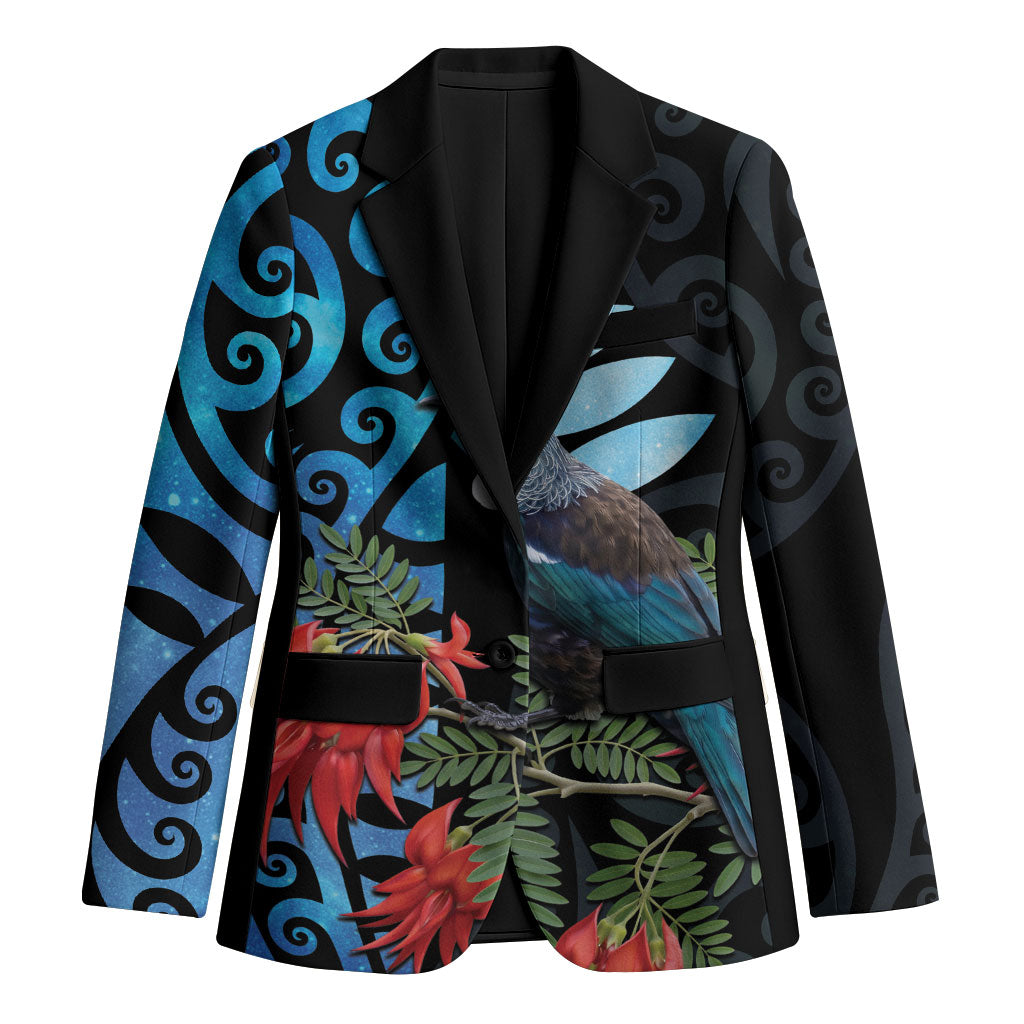 Tui Bird Kakabeak New Zealand Blazer Clianthus Galaxy Maori Koru Pattern