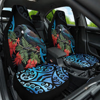 Tui Bird Kakabeak New Zealand Car Seat Cover Clianthus Galaxy Maori Koru Pattern LT22 One Size Blue - Polynesian Pride