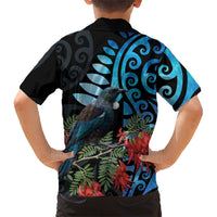 Tui Bird Kakabeak New Zealand Family Matching Mermaid Dress and Hawaiian Shirt Clianthus Galaxy Maori Koru Pattern LT22 - Polynesian Pride