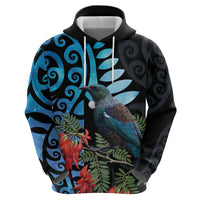 Tui Bird Kakabeak New Zealand Hoodie Clianthus Galaxy Maori Koru Pattern