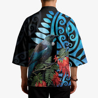 Tui Bird Kakabeak New Zealand Kimono Clianthus Galaxy Maori Koru Pattern