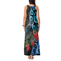 Tui Bird Kakabeak New Zealand Tank Maxi Dress Clianthus Galaxy Maori Koru Pattern LT22 - Polynesian Pride