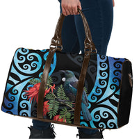 Tui Bird Kakabeak New Zealand Travel Bag Clianthus Galaxy Maori Koru Pattern