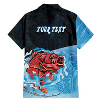 Personalised Snapper Fishing New Zealand Family Matching Off Shoulder Maxi Dress and Hawaiian Shirt Tamure Fish Hook Maori Pattern LT22 - Polynesian Pride