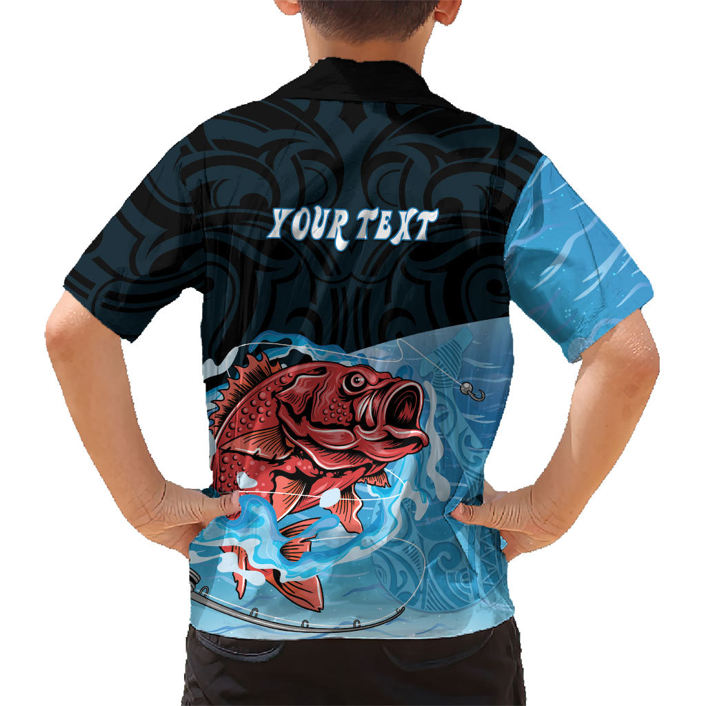 Personalised Snapper Fishing New Zealand Family Matching Tank Maxi Dress and Hawaiian Shirt Tamure Fish Hook Maori Pattern LT22 - Polynesian Pride