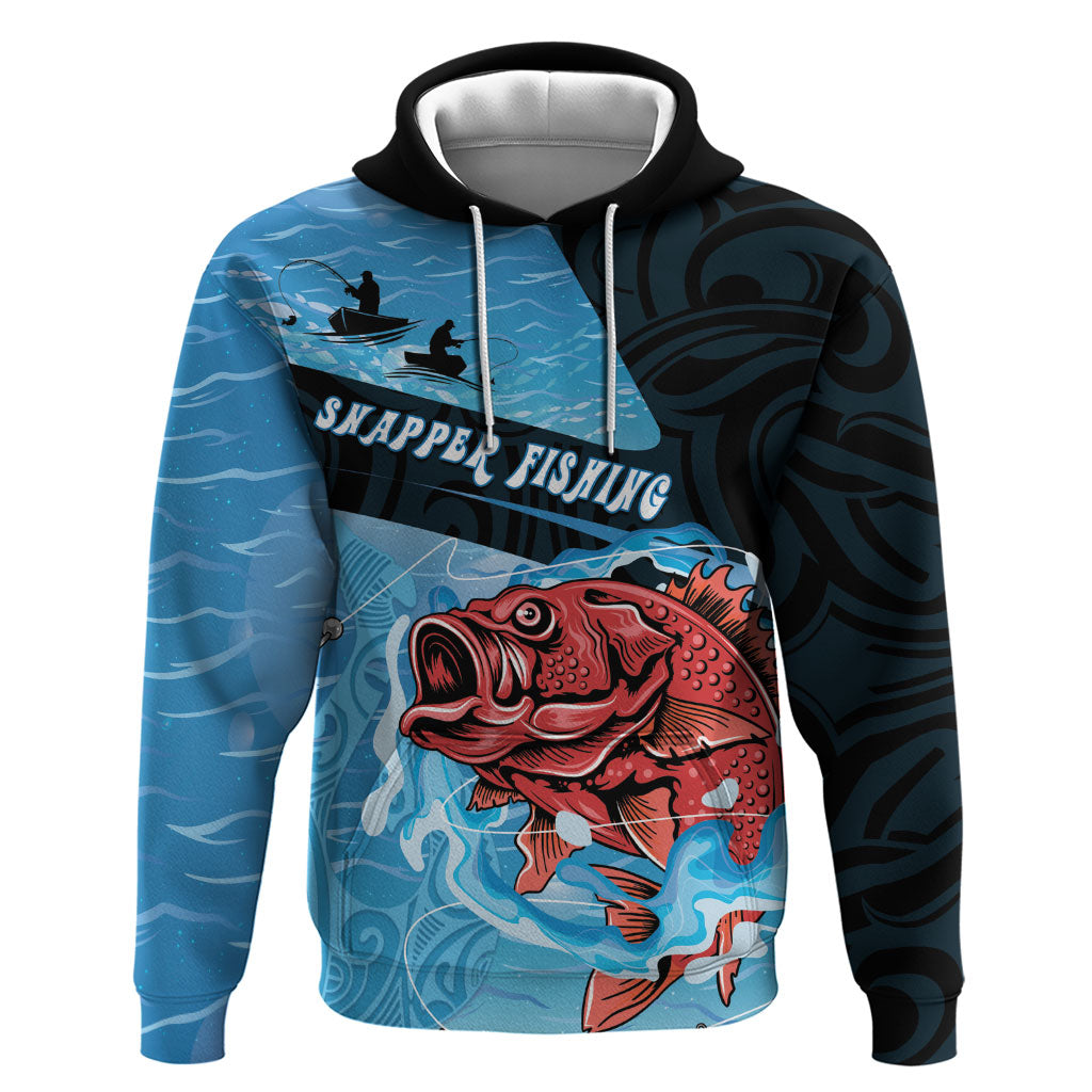 Personalised Snapper Fishing New Zealand Hoodie Tamure Fish Hook Maori Pattern