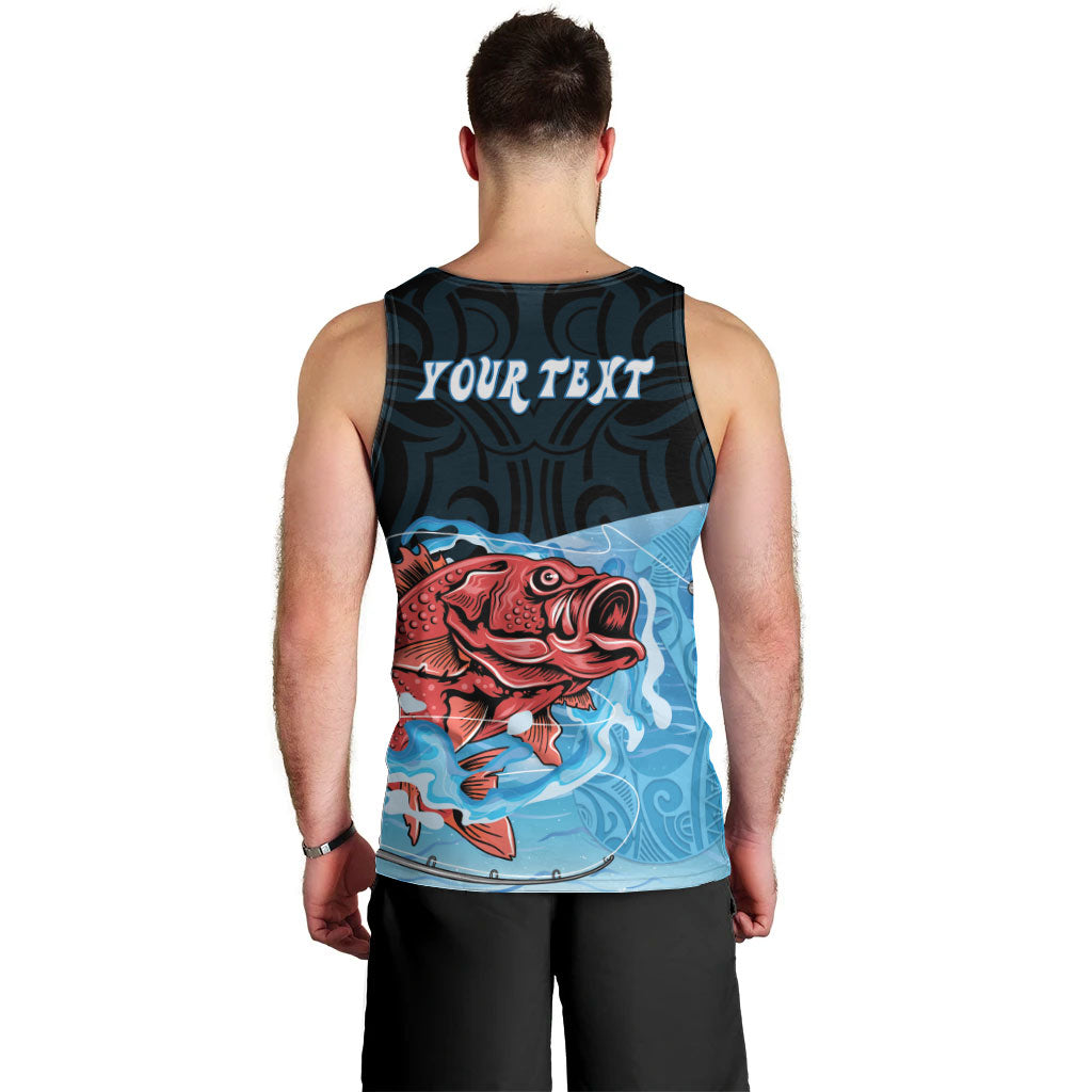 Personalised Snapper Fishing New Zealand Men Tank Top Tamure Fish Hook Maori Pattern LT22 - Polynesian Pride