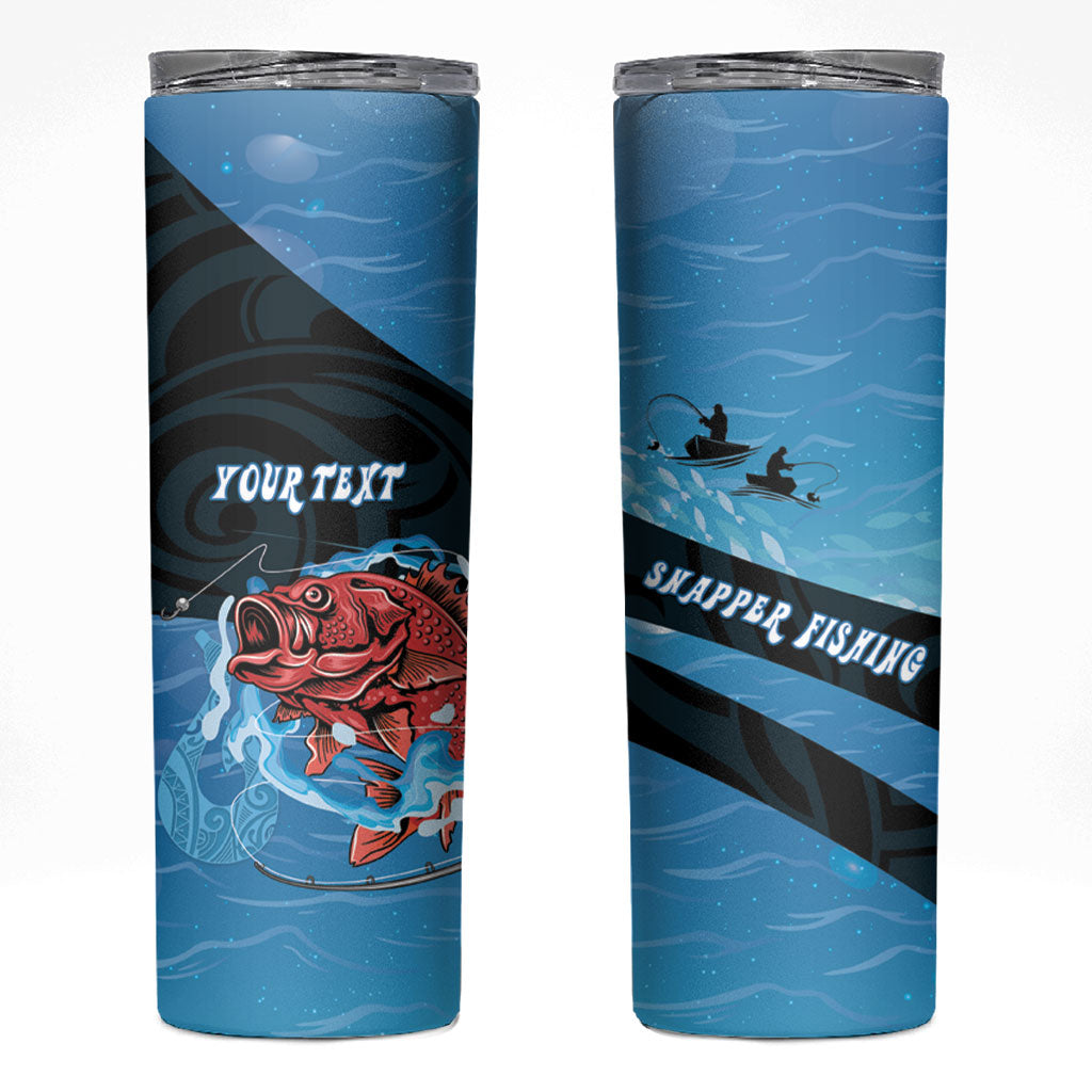 Personalised Snapper Fishing New Zealand Skinny Tumbler Tamure Fish Hook Maori Pattern