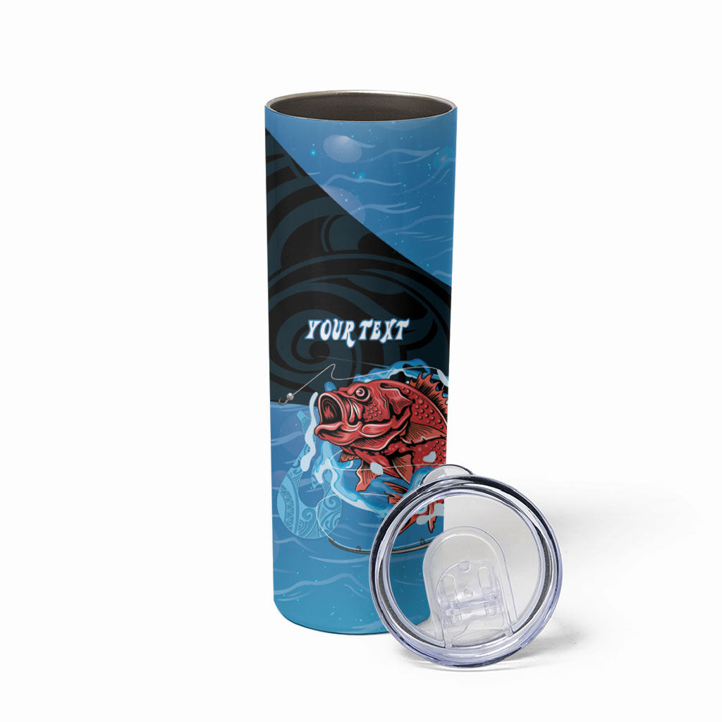 Personalised Snapper Fishing New Zealand Skinny Tumbler Tamure Fish Hook Maori Pattern