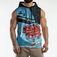 Personalised Snapper Fishing New Zealand Sleeveless Hoodie Tamure Fish Hook Maori Pattern LT22 - Polynesian Pride