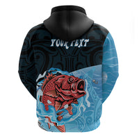 Personalised Snapper Fishing New Zealand Zip Hoodie Tamure Fish Hook Maori Pattern LT22 - Polynesian Pride