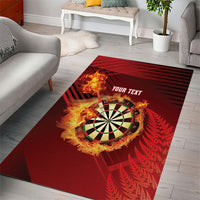 Personalised Darts New Zealand Area Rug Silver Fern Red Color