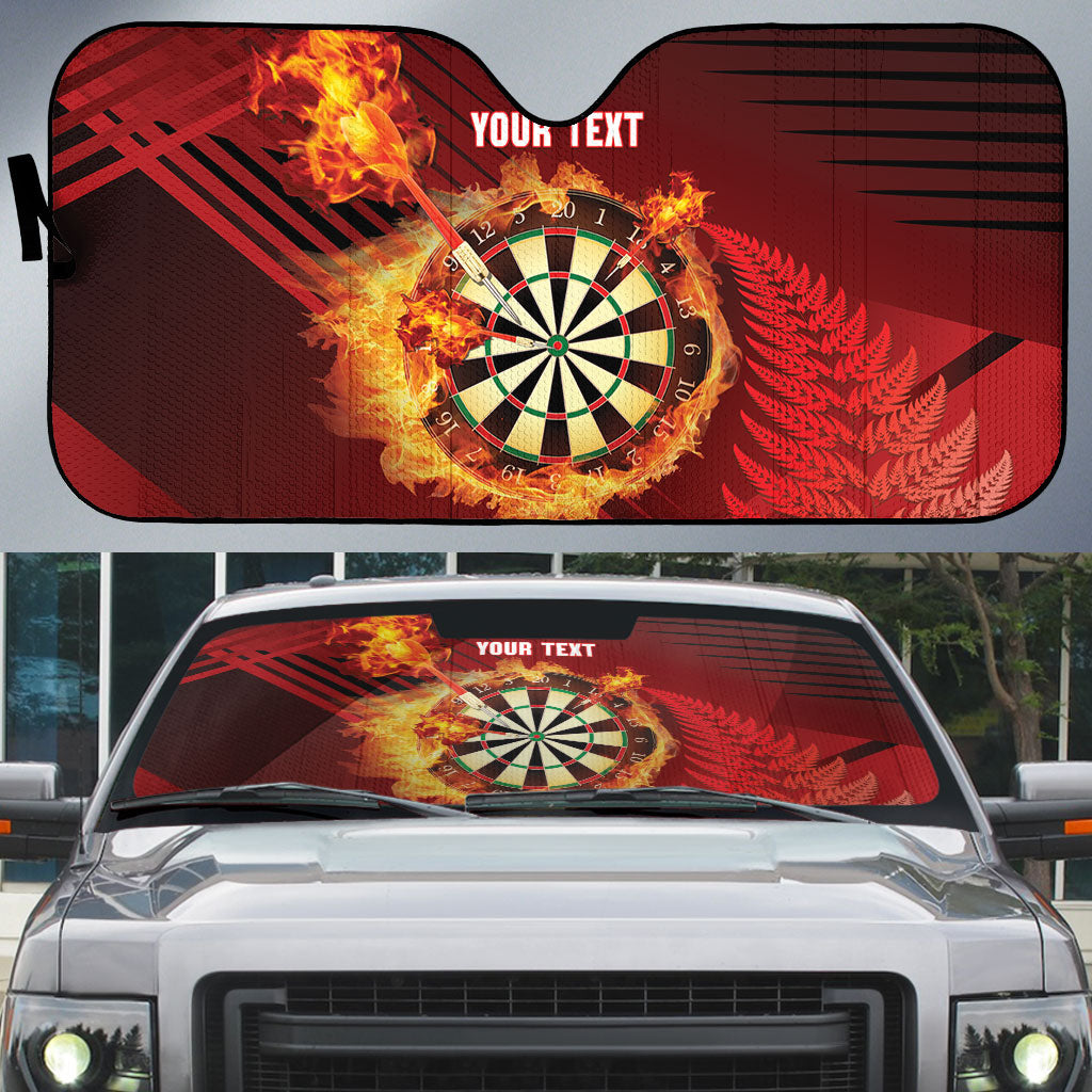 Personalised Darts New Zealand Auto Sun Shade Silver Fern Red Color