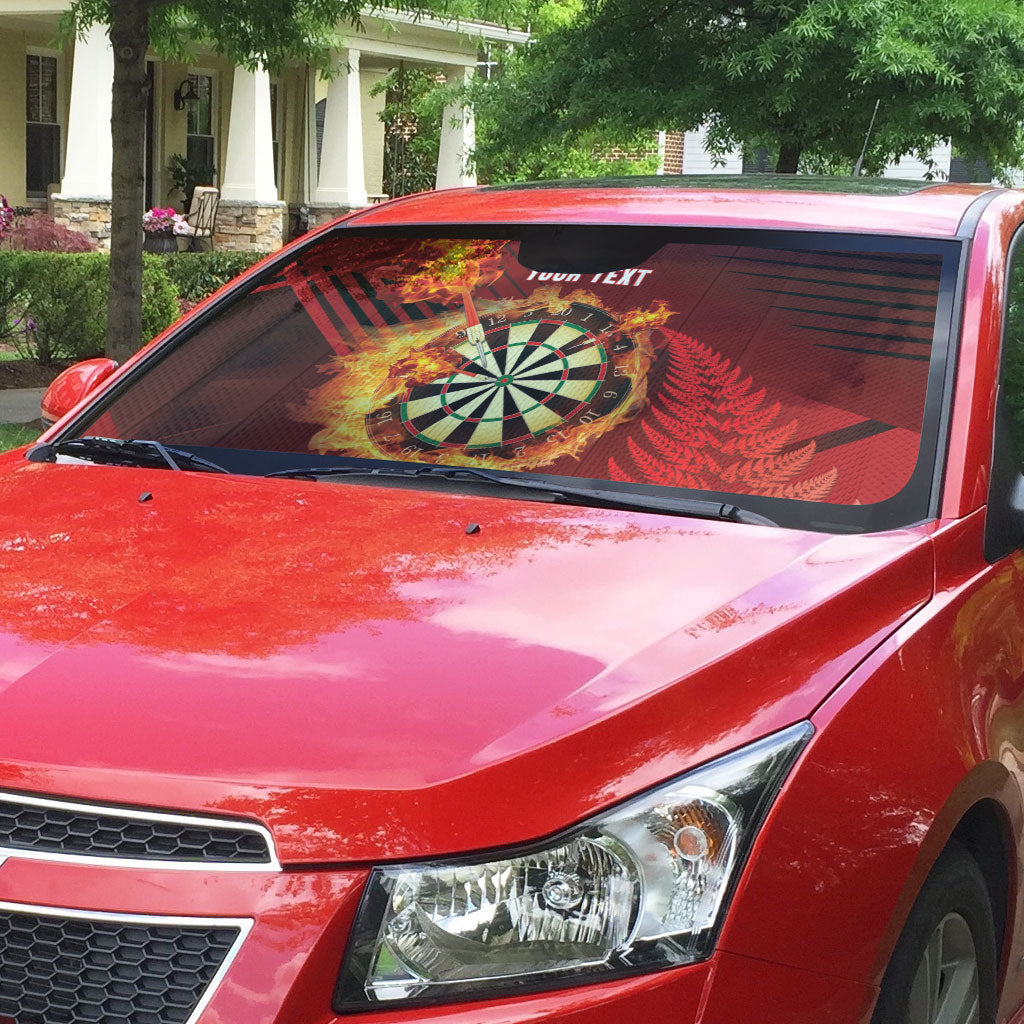 Personalised Darts New Zealand Auto Sun Shade Silver Fern Red Color