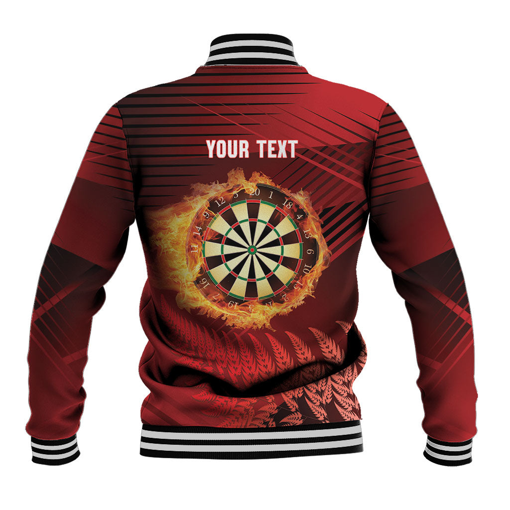Personalised Darts New Zealand Baseball Jacket Silver Fern Red Color