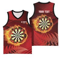 Personalised Darts New Zealand Basketball Jersey Silver Fern Red Color LT22 - Polynesian Pride